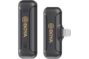 BOYA BY-WM3T2 Wireless Lavalier Microphone for iPhone iPad, Plug Play Lapel Clip On Mic, Cordless Omnidirectional Mini Conden