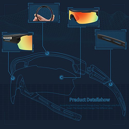 image for Torege Polarized Sports Sunglasses for Men Women Cycling Running Drivi