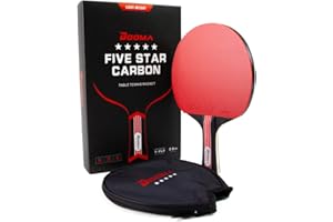 BOOMA Lightspeed Carbon Series Ping Pong Paddle | Premium Tennis Table Racket | 7-Ply Blade | Protective Case | ITTF Approved