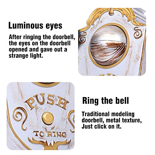 Shan-S Halloween One-Eyed Doorbell Decoration, Scary Ghost's Day Glowing Hanging Piece Whole Door Hanging Doorbell Scary Eyeball Prank Prop Door Knocker with Light & Sound - Thumbnail 5