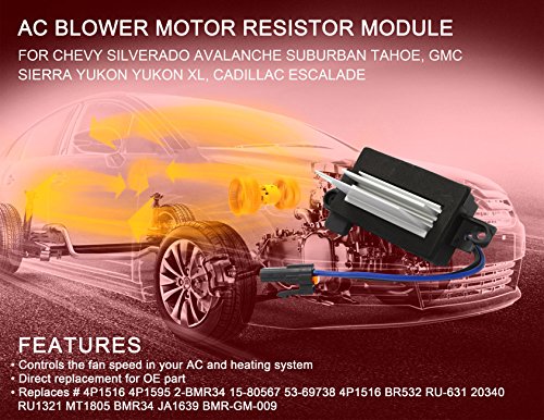G008R Upgraded Design Heating and Air Conditioning Blower Motor Resistor Module for Chevy Silverado Tahoe Suburban GMC Sierra Yukon ( Replaces# 4P1516 MT1805 RU-631 JA1639 BMR34 )