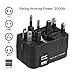 i-SUPERSIM Universal All-in-One Worldwide Travel Adaptper with Dual USB & Built-in Safety Shutters & 5 Foldable Plugs Wall Charger for USA EU UK AUS,Covers More Countries,White
