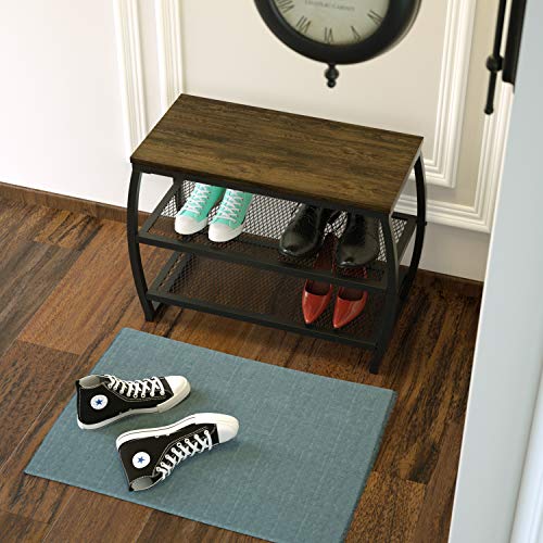 RooLee Shoe Rack Bench, Vintage 3-Tier Heavy Duty Shoe Organizer Storage Shelf for Entryway Hallway Living Room - Thumbnail 2