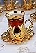 Turkish Tea Set for 6 - Glasses with Brass Holders Lids Saucers Tray Glass Spoons,25 Pcs (Gold)