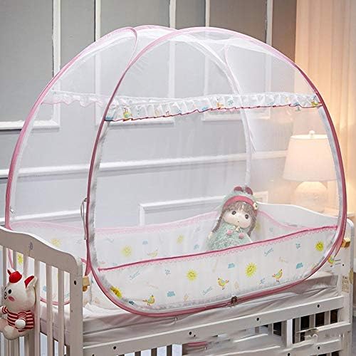 Baby Crib Safety Pop Up Tent Net | Premium Baby Bed Canopy Netting Cover | See Through Mesh Top Nursery Mosquito Net | Protect Your Baby from Falls and Bites | Freestand Bed | 2 Openings
