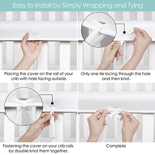TILLYOU 3Piece Padded Baby Crib Rail Cover Protector Set from Chewing
