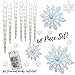 Christmas Ornaments - Snowflake and Icicle Set - Pack of 68 - Accessories for a Dazzling Holiday Tree - 300 Ornament Hooks Also Included - 2