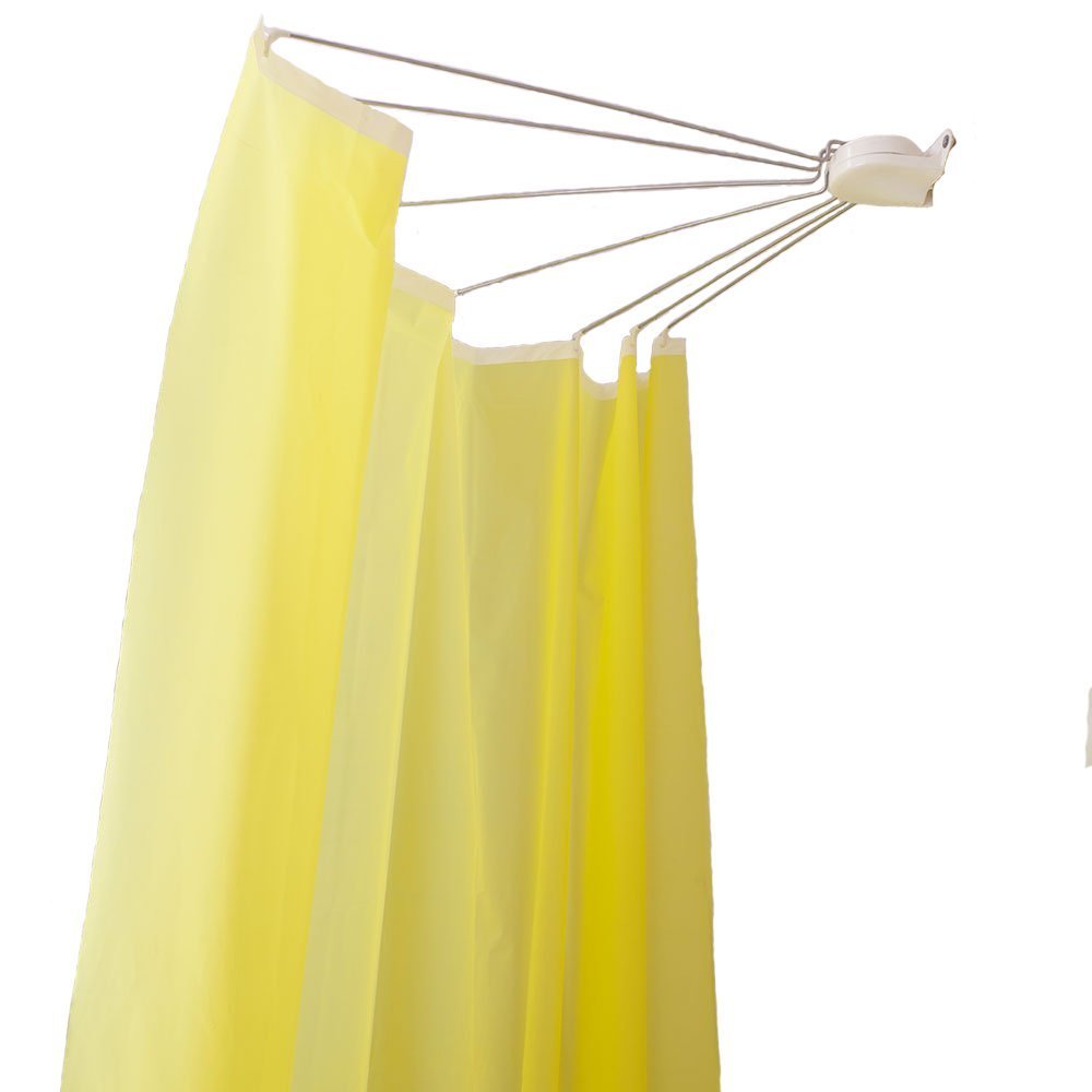BAOYOUNI Foldable Wall Mounted Shower Curtain Rod Space Saver Stainless Steel Fan-shaped Bath Curtain Holder Rail 144 x 88 x 13cm