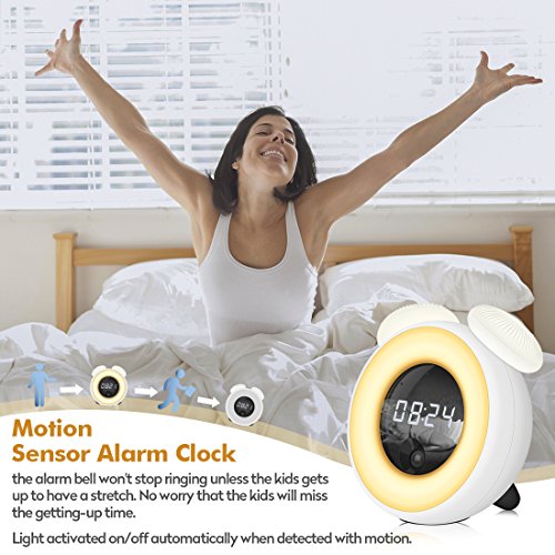 image for Superstar* Kid's Alarm Clock, Smart Night Light Digital Desk Clocks Wa