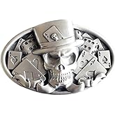 JEAN'S FRIEND Antique Brushed Silver Emo Skull Oval Belt Buckle also Stock in the US