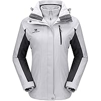 CAMEL CROWN Women's Waterproof Ski Jacket Winter Coat Windbreaker Fleece Inner Detachable Hood Snow Hiking Outdoor
