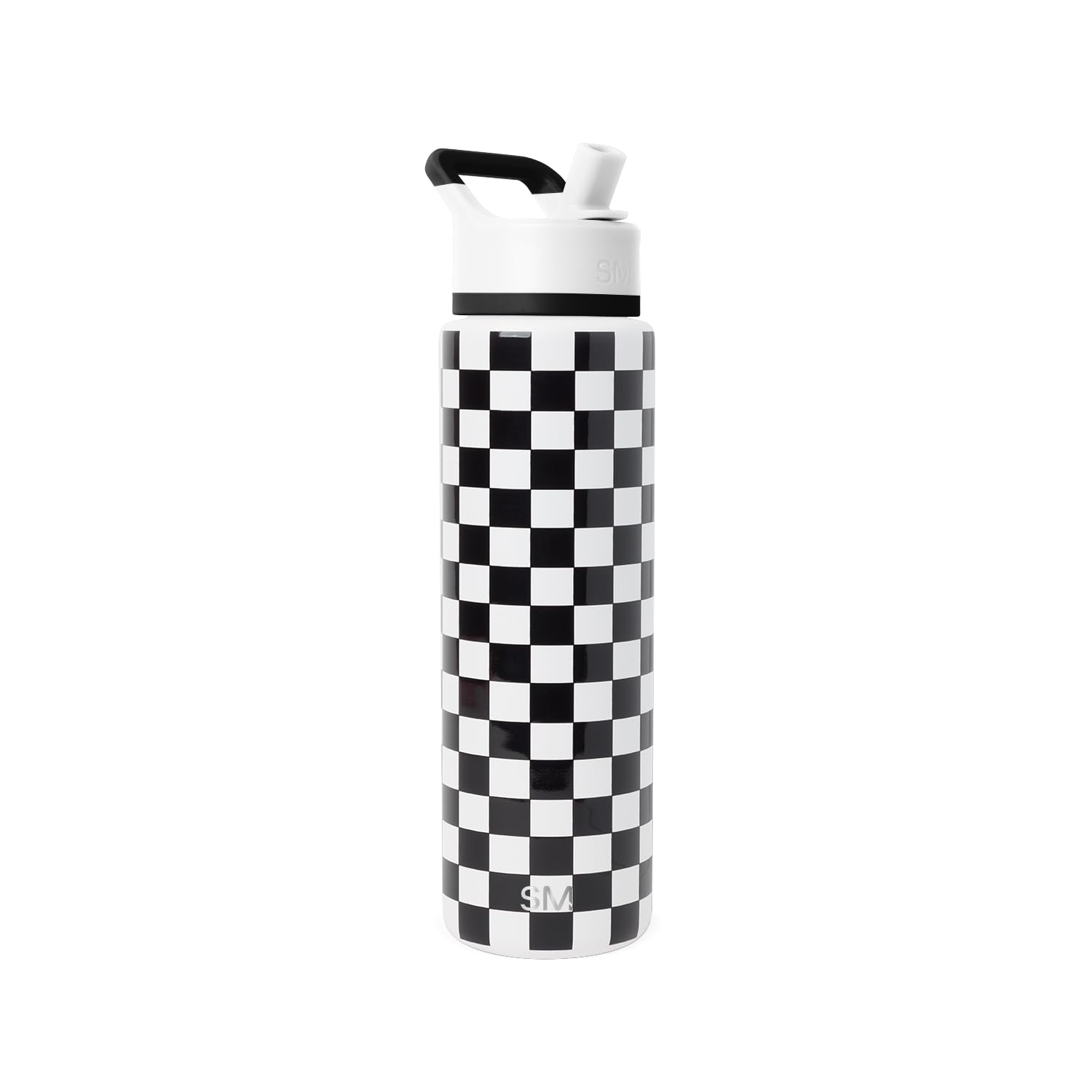 Simple Modern Water Bottle with Straw Lid | Vacuum Insulated Stainless Steel Metal Thermos | Reusable Leak Proof BPA-Free Flask for Sports Gym | Summit Collection | 30oz, Black and White Checkmate Image