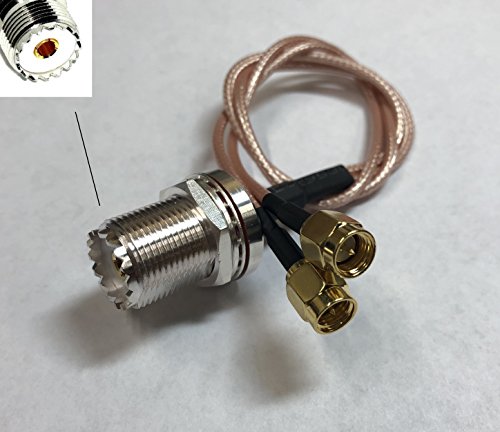 12 inch UHF Female BULKHEAD to Y type 2X SMA Male Splitter Combiner cable pigtail RG316