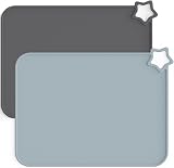 Moonkie Silicone Placemats Baby Kids 2 Pack Dark/Light Grey Non-Slip