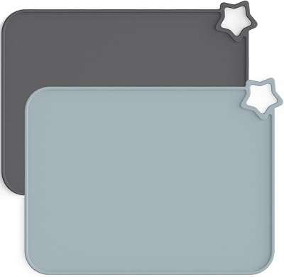 Moonkie Silicone Placemats Baby Kids 2 Pack Dark/Light Grey Non-Slip