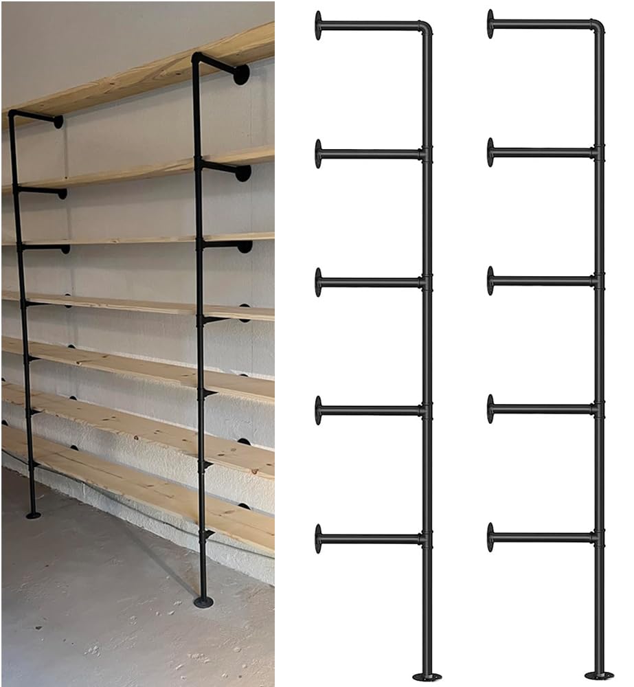 Photo 1 of *****It is used, it is missing a part and it is not known if it works 100%.****Kaler Industrial Iron Pipe Shelves - Set of 2, 5-Tier Wall-Mounted Bookshelf with Vintage Retro Design and Rustic Farmhouse Appeal Black?68" H?
