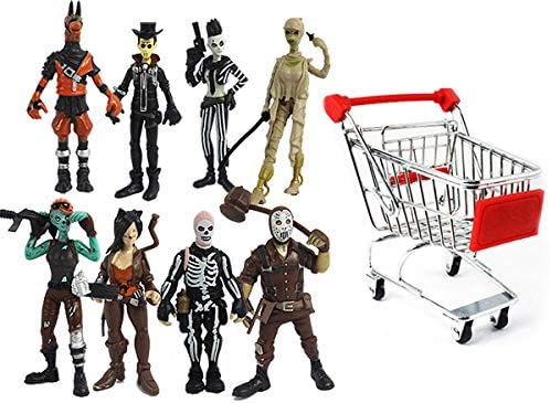 Cartoon Fortnite PVC Action Figure Toys Game Characters Dolls Gift 8pcs Fortress Night +Shopping Cart Set