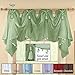 Collections Etc Elegant Sheer Scoop Tassel Crystal Beading Rod Pocket Window Curtain Valance, White