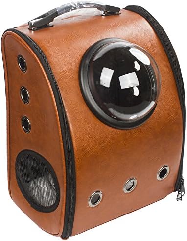 ULWPet Back-Pack Style Pet Carrier for Small Dogs and Cats and other furry friends w/Half Moon Dome Portal & switchable mesh panel (Coffee)