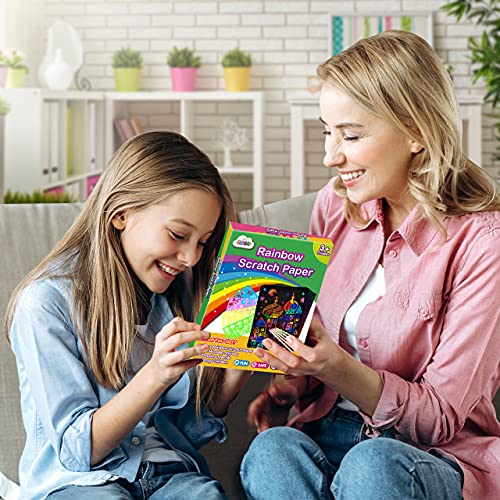 ZMLM Scratch Paper Art Set: 59Pcs Magic Drawing Art Craft Kid Black Scratch off Paper Supply Kit Toddler Preschool Learning Bulk Toy for Age 3 4 5 6 7 8 9 10 Girl Boy Holiday|Party Favor|Birthday Gift