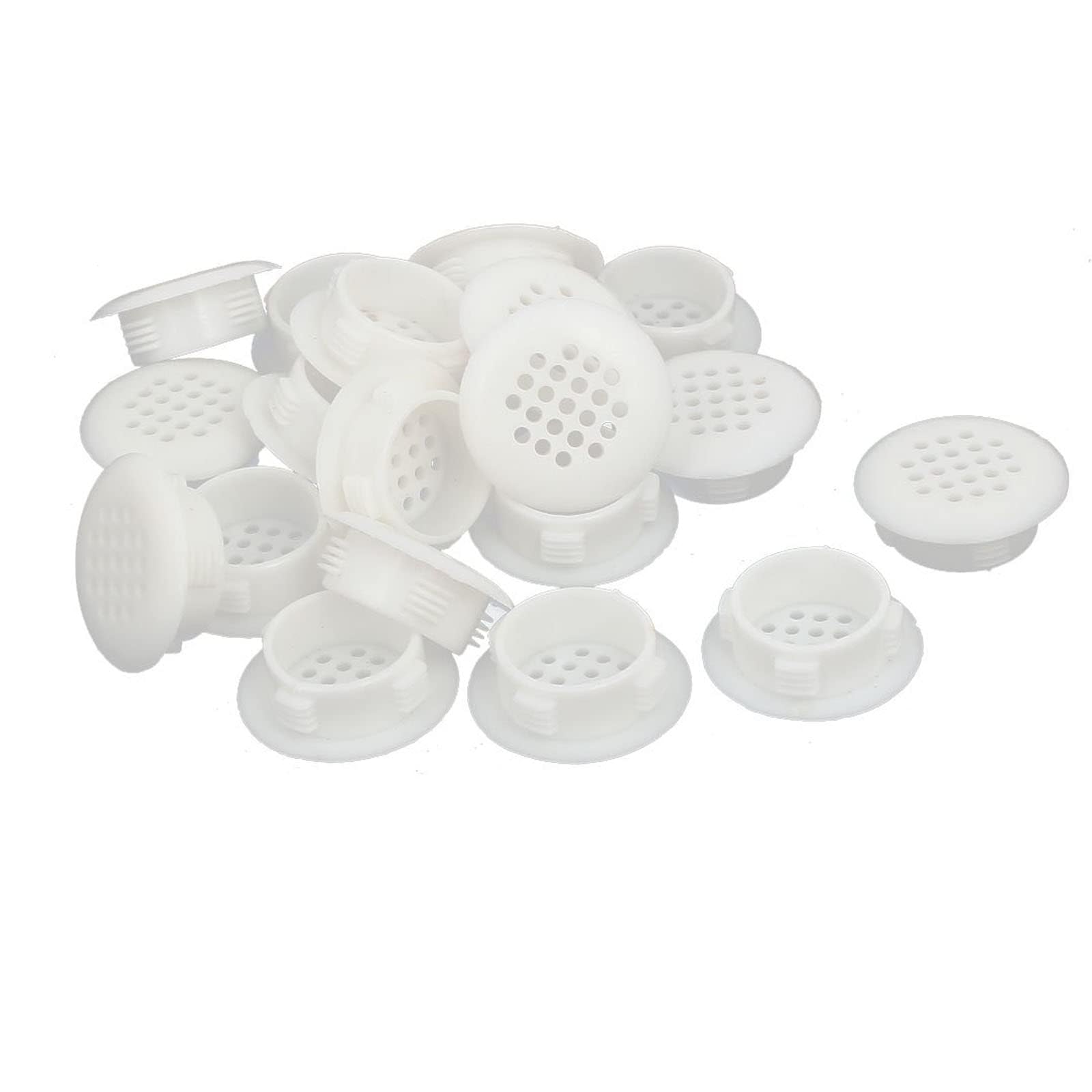 TOP-VIGOR 20Pcs 30mm Round Air Vent Cover, Plastic Round Mesh Hole Air Vent Louver Covers for Cupboards, Cabinet, Wardrobe