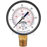 Winters PEM Series Steel Dual Scale Economy Pressure Gauge, 30"Hg Vacuum/kpa, 2" Dial Display, +/-3-2-3% Accuracy, 1/4" NPT Bottom Mount