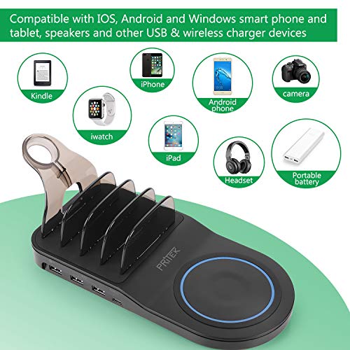 PRITEK Charging Station with 18W Fast Charge USB Port, 10W QI Wireless