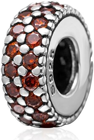 Spacer Bead charm 925 Sterling Silver Birthstone Charm Crystal Charm Spacing Bead Birthday CHARM Christmas Charm for Charms Bracelets (C)