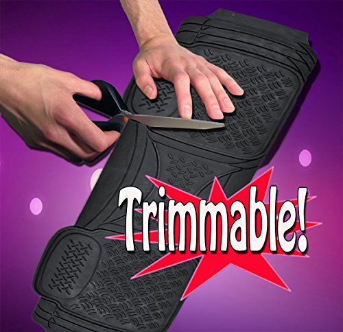 Zento Deals 3 Piece Black Universal Fit Premium Quality Full Rubber-All Weather Heavy Duty Vehicle Floor Mats - Thumbnail 4