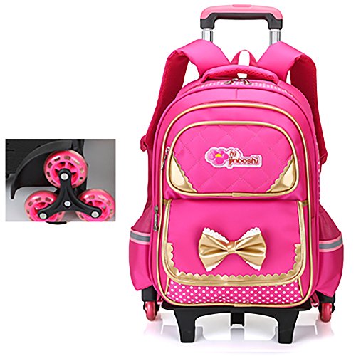 Buy HIGOGOGO Rose Red Rolling Backpack for Girls Kids Backpack with 6