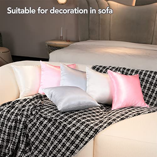 Luxqua Silk Throw Pillow Covers Set of 2, Ultra Soft Square Cushion Covers for Sofa, Bedroom and Car, Wrinkle Fade Resistant Decorative Throw Pillow Shams with Zipper (16\