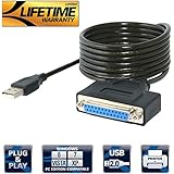 SABRENT USB 2.0 to DB25 IEEE 1284 Parallel Printer Cable Adapter [HEXNUT Connectors] (CB-1284)