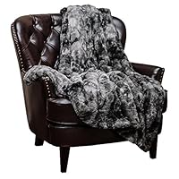 Chanasya Faux Fur Throw Blanket | Super Soft Fuzzy Light Weight Luxurious Cozy Warm Fluffy Plush Hypoallergenic Blanket for Bed Couch Chair Fall Winter Spring Living Room (50 x 65) - Dark Grey