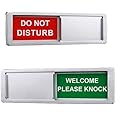 Do Not Disturb Sign, Privacy Door Sign, Please Knock Sign for Home Office Restroom Conference Hospital Hospital, Non-Scratch Magnetic Slider Door Indicator Signs, 7'' x 2'' - Silver