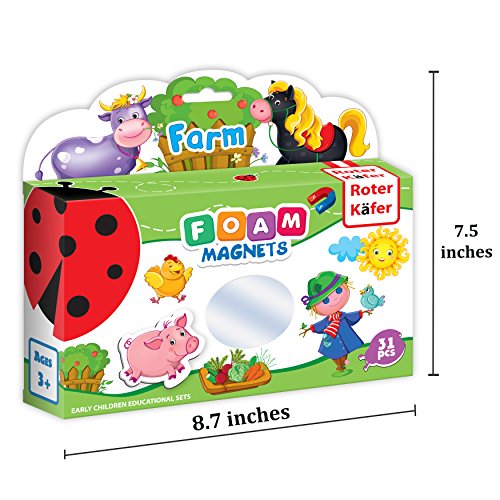 Roter Kafer Refrigerator Magnets for kids FARM Animals (31 pcs) - Fridge Magnets for Toddlers activity - Educational Kids magnets - Toddler magnets - Animal Magnets - Baby Magnets