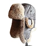 FURTALk Vintage Leather Rabbit Fur Aviator Hat