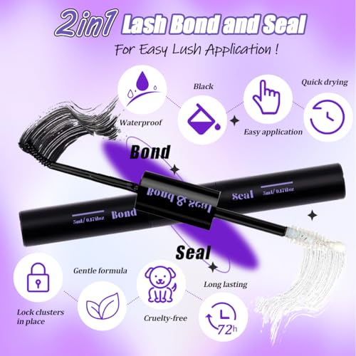 DNSGOOR DIY Eyelash Extension Kit 840 Lash Cluster Mirror Eyelash Box,Eyelash Gluing and Sealing,Eyelash Removal,Tweezer Brush Mini Applicator