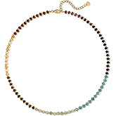 Aleasha Gemstone Beaded Choker Spinel Lapis Lazuli Amethyst Turquoise 14" Necklace for Women Gold Stainless Steel Handmade Strand Boho Jewelry