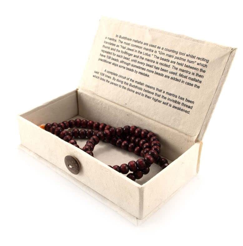 Tibetan Lokta Paper Box and Wooden Mallah Prayer Beads Beads Om mani Padme hum