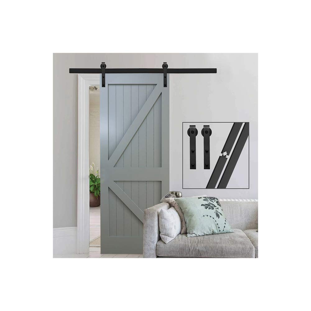Sliding Barn Door Hardware-122cm Single Sliding Barn Door Kit-Spliced Rails-Suitable for Wide Max 61cm- No Door in Kit