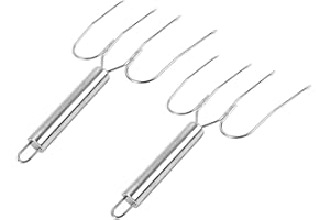 HOMOCONO 2pcs Stainless Steel Roasting Food Forks Wire Handle, Large Turkey Lifting Forks for Outdoor BBQ