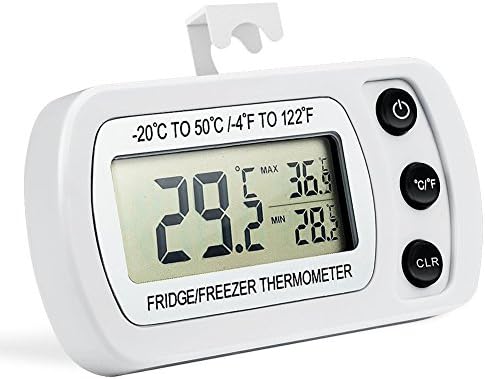 LXC Digital Refrigerator Freezer Room Thermometer Waterproof Freezer Splash Proof Thermometer Easy To Read Large Digital Display