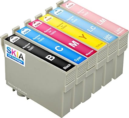 Pack De 6 Skia Cartouches D Encre Epson Stylus Photo P 50 Px 650 660 700 W 710 720 Wd 730 820 Fwd 830 R 265 285 360 Rx 560 585 685 T 0807 0801 0802 0803 0804 0805 0806 Amazon Fr Fournitures De Bureau