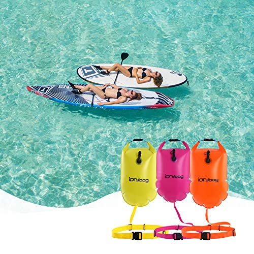 IDRYBAG Safety Swim Buoy Adult Tow Float, Triathletes Open Water Swim Buoy Safe Training, Inflatable Float Swim Buoy Kayaking Swimming Boating 15L
