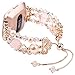 IMYMAX for Fitbit Versa Band Adjustable Crystal Pearl Bracelet Replacement Women Girls Wristband for Fitbit Versa Smart Watch Updated Style (Rose Pink)