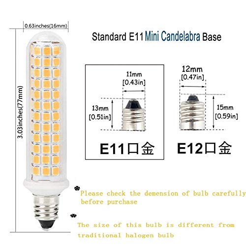 E11 LED Bulb, Dimmable 100W E11 Halogen Bulb Replacement, 9W 1100lm ...