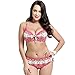 Leories Women's Push up Beachwear Retro Print Patterns Bikini Bathing Suit