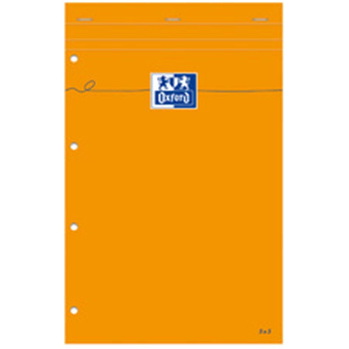 Oxford Everyday 100106286 Notepad A4+ Punched Lined with Frame 80 Sheets 80 g/m² Orange Pack of 5
