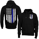 Thin Blue Line USA Flag Police Suppport Men's Hoodie Sweatshirt