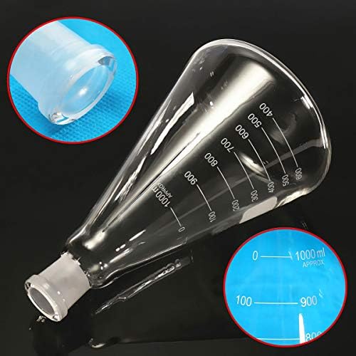 Glass Erlenmeyer Flask 1Litre Conical Vessel 1000ml 24/29 Grinding Mouth